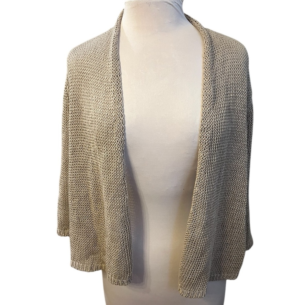 Eileen Fisher Open Front Open Knit Linen Cardigan… - image 1